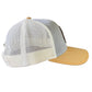 Gray/Gold/Cream Dark Leather Patch Hat