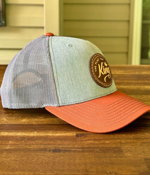 Heather Grey/Dark Orange Leather Patch Hat