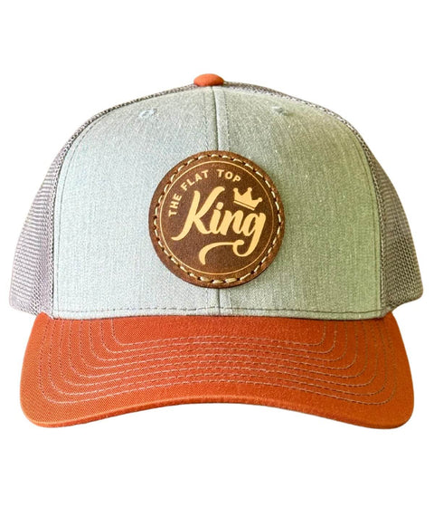 Heather Grey/Dark Orange Leather Patch Hat