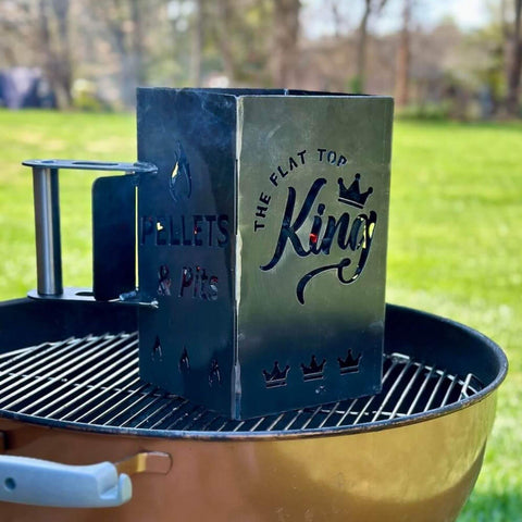 charcoal chimney on a Weber kettle grill