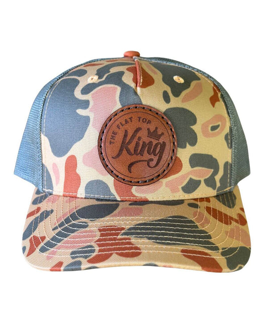 Orange Camo Leather Patch Hat