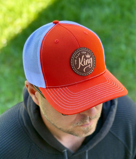 Dark Orange/White Leather Patch Hat