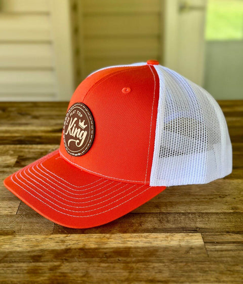 Dark Orange/White Leather Patch Hat
