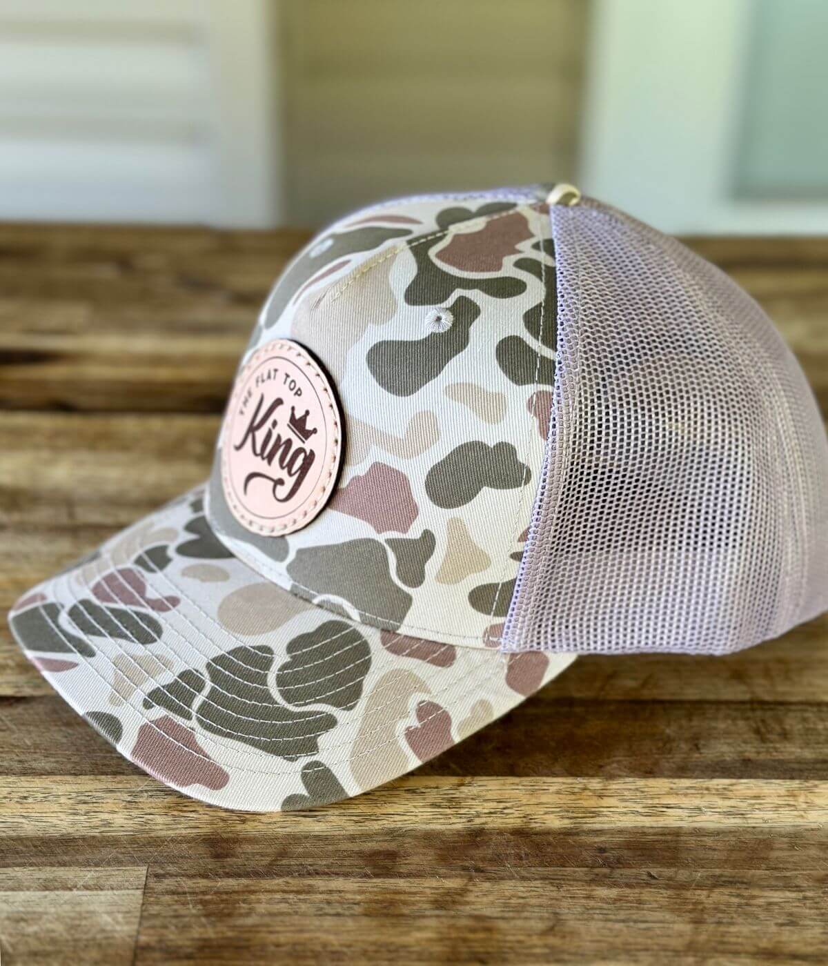 Light Tan Camo Leather Patch Hat