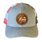 American Flag/Gray Leather Patch Hat
