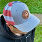 American Flag/Gray Leather Patch Hat