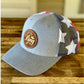 American Flag/Gray Leather Patch Hat