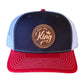 Red/White/Navy Leather Patch Hat