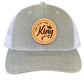 White/Light Heather Gray Leather Patch Hat