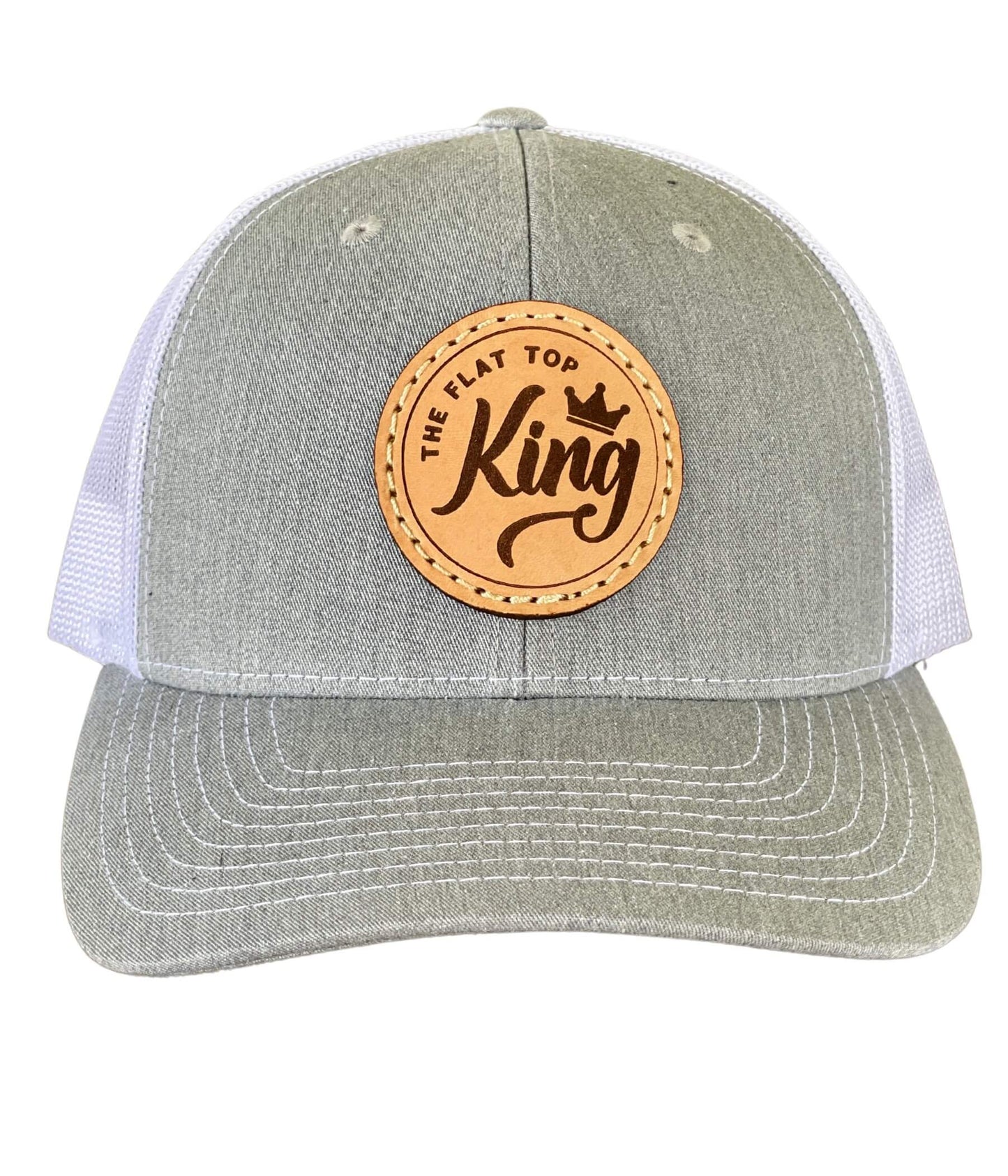 White/Light Heather Gray Leather Patch Hat
