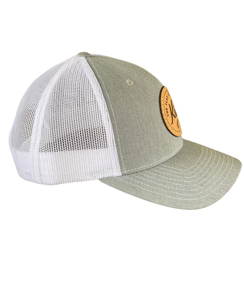 White/Light Heather Gray Leather Patch Hat