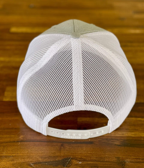 White/Light Heather Gray Leather Patch Hat