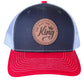 Red/White/Navy Leather Patch Hat
