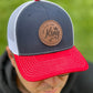 Red/White/Navy Leather Patch Hat