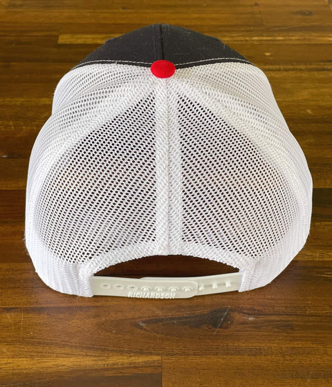 Red/White/Navy Leather Patch Hat