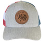 American Flag/Gray Leather Patch Hat