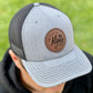 Black/Charcoal Gray Leather Patch Hat