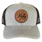 Black/Charcoal Gray Leather Patch Hat