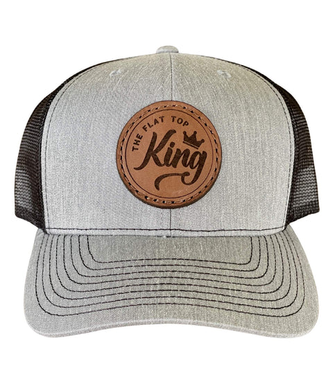 Black/Charcoal Gray Leather Patch Hat